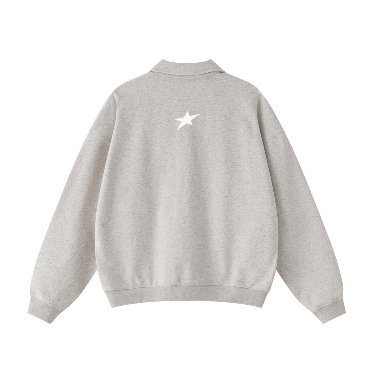 445GSM Unisex Heavyweight Zip-Up Collared Sweatshirt Oatmeal Grey