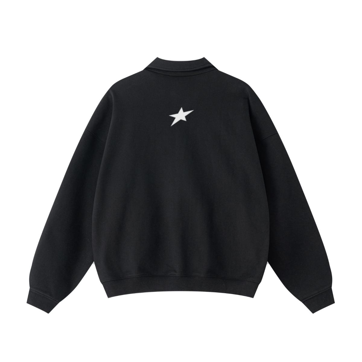445GSM Unisex Heavyweight Zip-Up Collared Sweatshirt Black