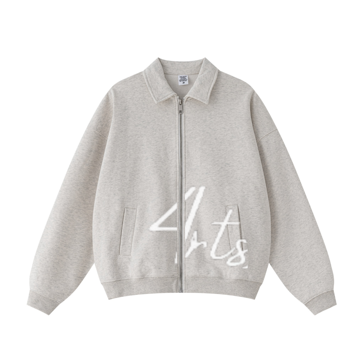 445GSM Unisex Heavyweight Zip-Up Collared Sweatshirt Oatmeal Grey